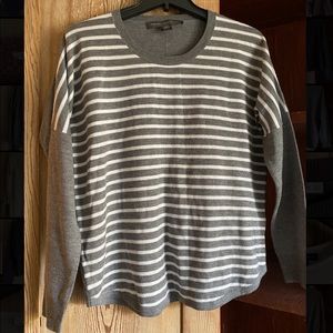 French Connection Gray and White Stripe Sweater